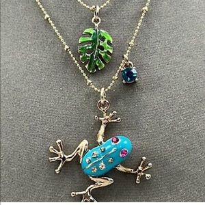 Betsey Johnson Teal Frog Necklace.